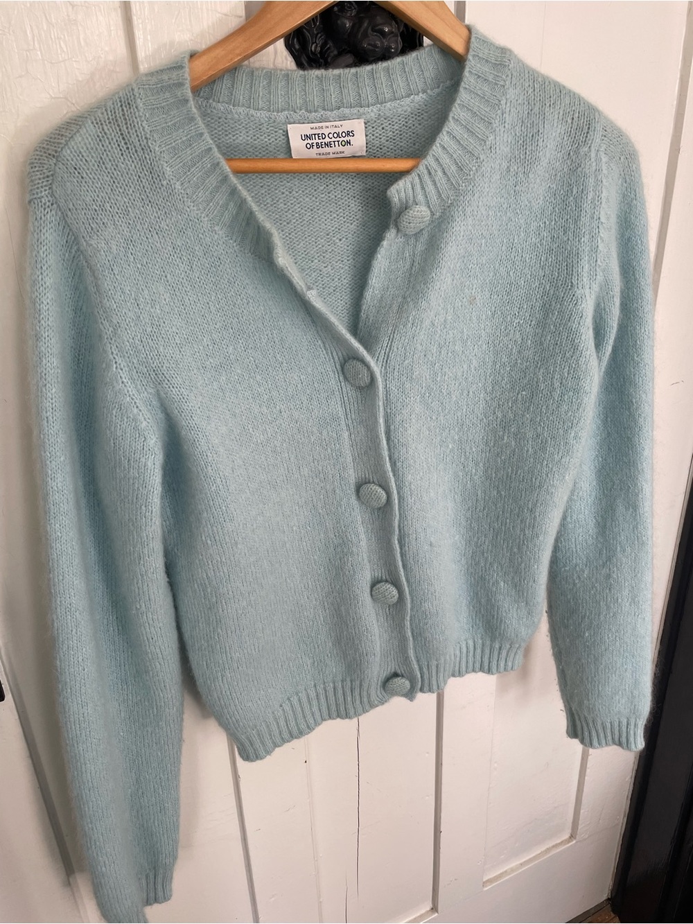 United Colors Of Benetton Soft Powder Blue Fuzzy Cardigan